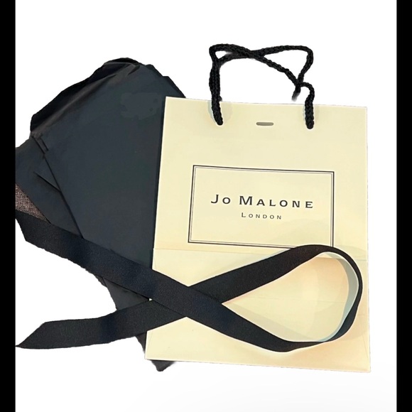 Jo Malone London Empty Paper Gift Bag Black Rope Handles 9x7x3.5” Black Tissue - Picture 3 of 7